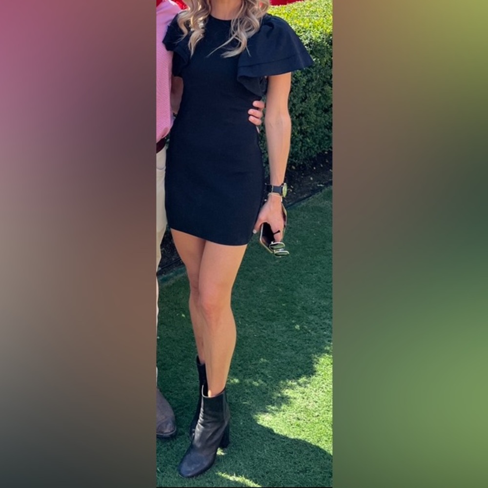 Zara - black dress with puffy sleeves